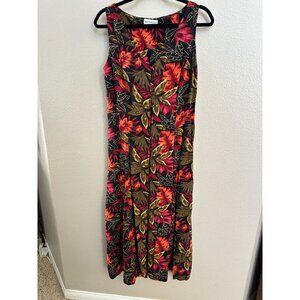 White Stag Womens Sleeveless Floral Maxi Dress With Button Front Multicolor